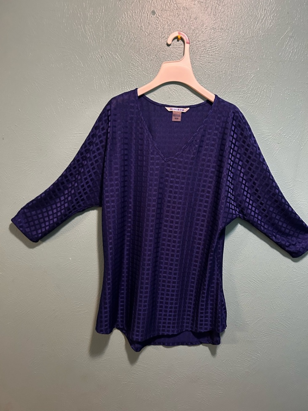 Peter Nygard Purple V-Neck Textured Tunic Top